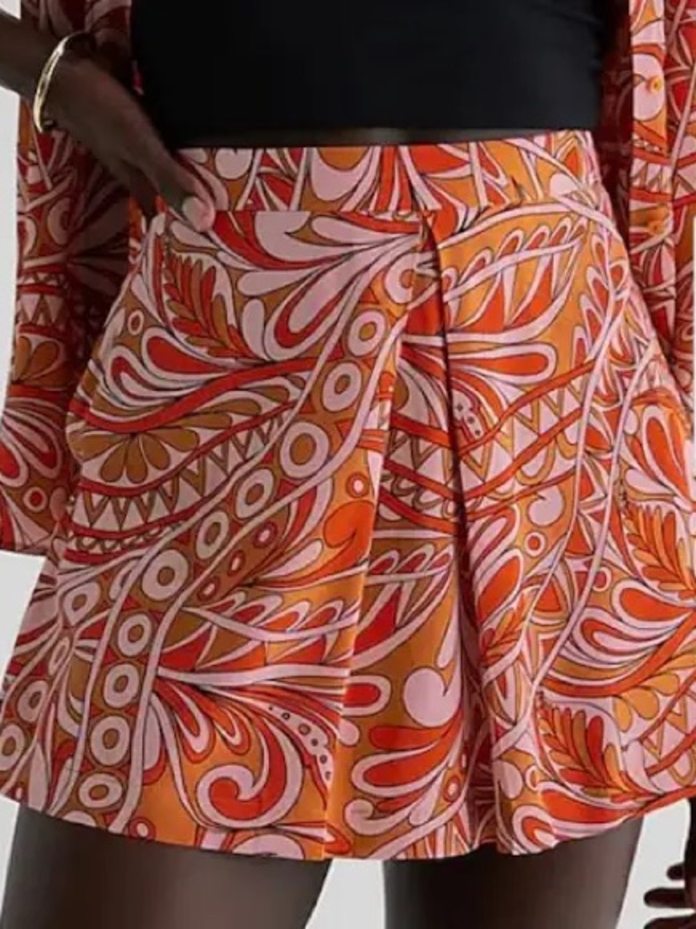 NWT Express Orange Paisley Pleated Skort